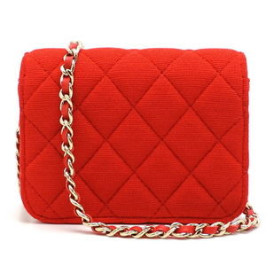 Chanel Mini Red Bag Cotton Mini Matelasse Shoulder Chain